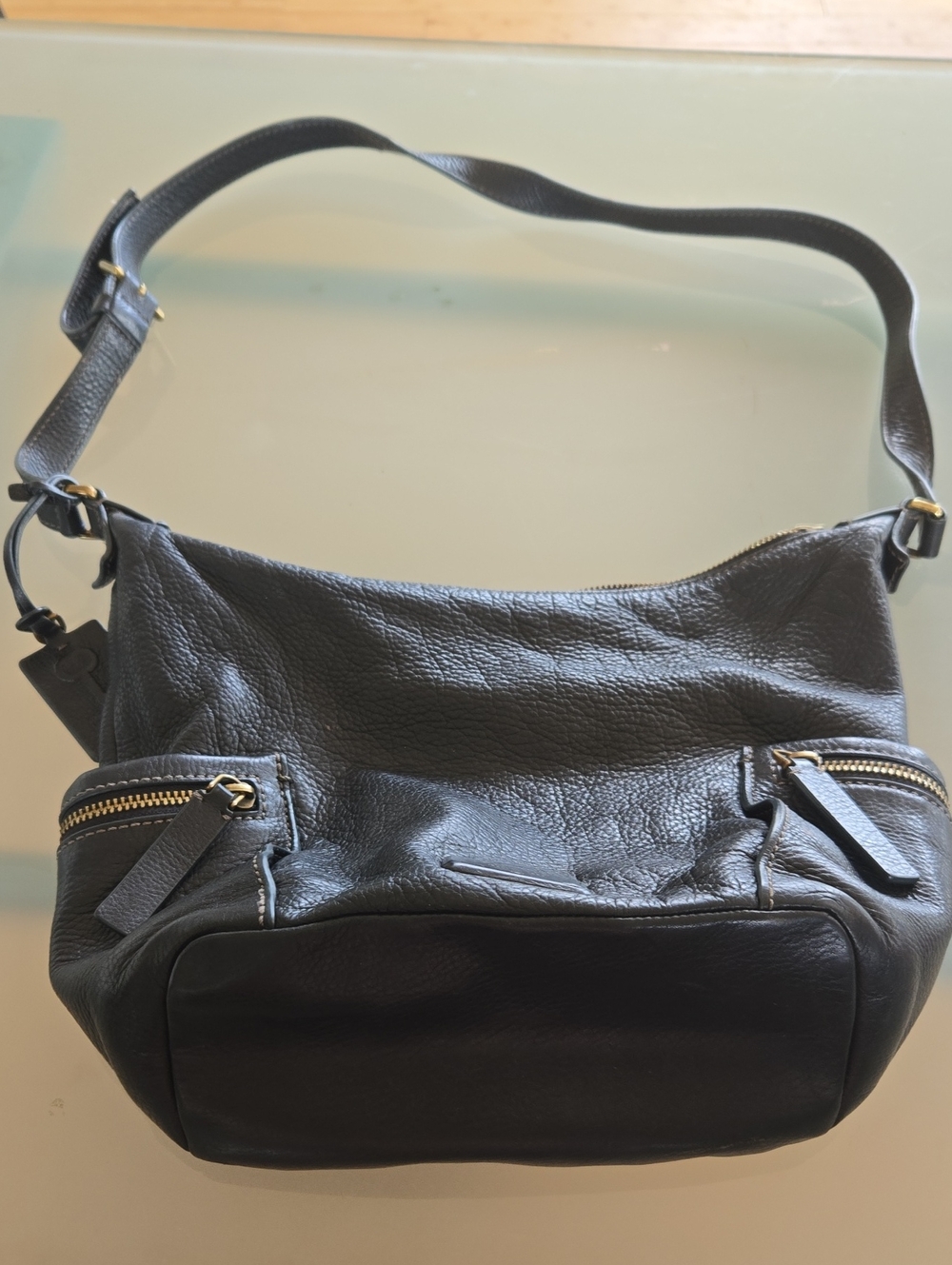 Fossil Black Pebbled Leather Shoulder Bag